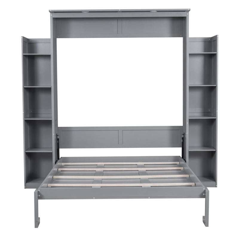 Wall Murphy Bed With Shelves And LED Lights