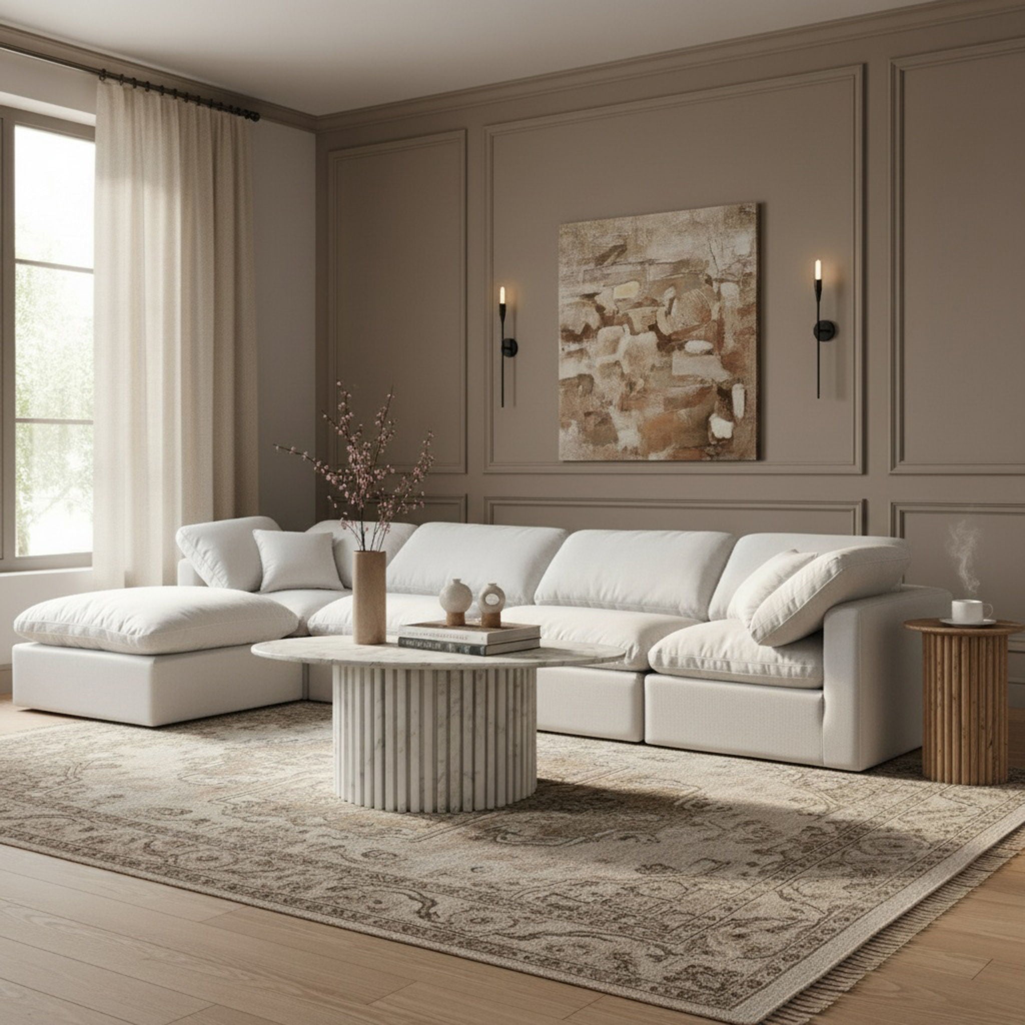 Indulge - Linen 5 Piece Modular Sectional With Chaise - White - Urban Living Furniture (Los Angeles, CA)