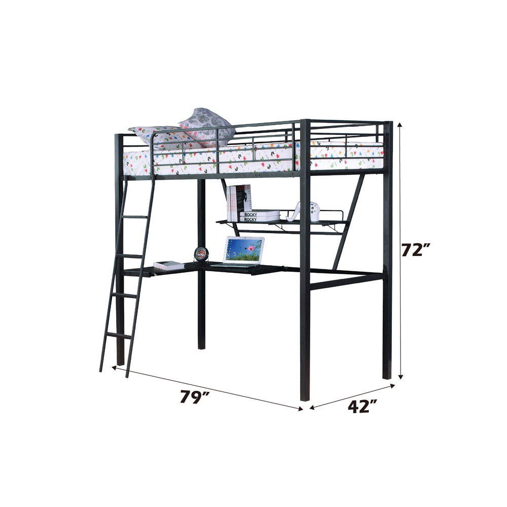 Senon - Twin Loft Bed With Desk - Silver & Black - Urban Living Furniture (Los Angeles, CA)