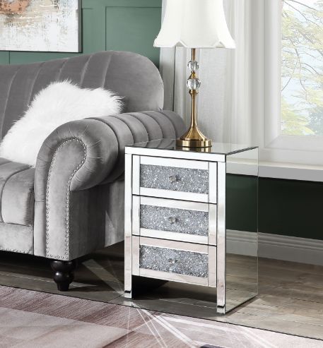Noralie - 26" Accent Table With Faux Diamonds - Mirrored - Urban Living Furniture (Los Angeles, CA)