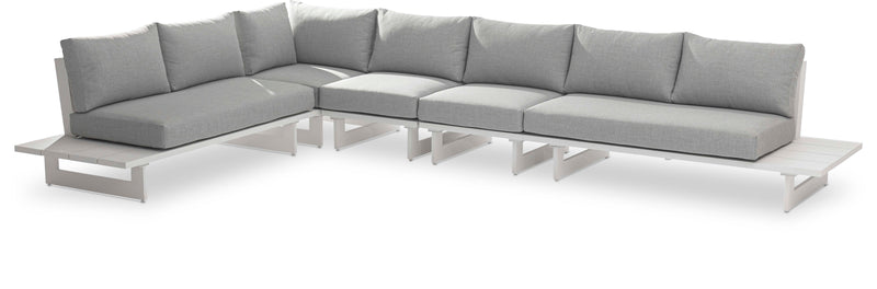 Maldives - 5 Piece Water Resistant Outdoor Patio Modular Sectional With White Base