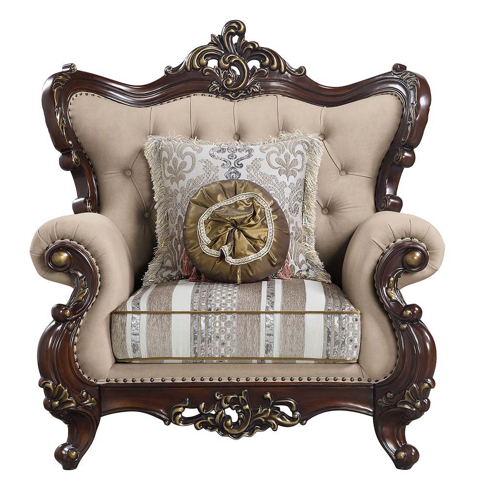 Ragnar - Chair - Light Brown Linen & Cherry Finish - Urban Living Furniture (Los Angeles, CA)