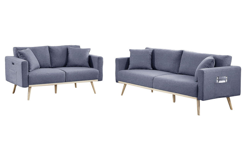 Easton - Linen Fabric Living Room Set With USB Charging Ports Pockets And Pillows (Set of 2) - Urban Living Furniture (Los Angeles, CA)