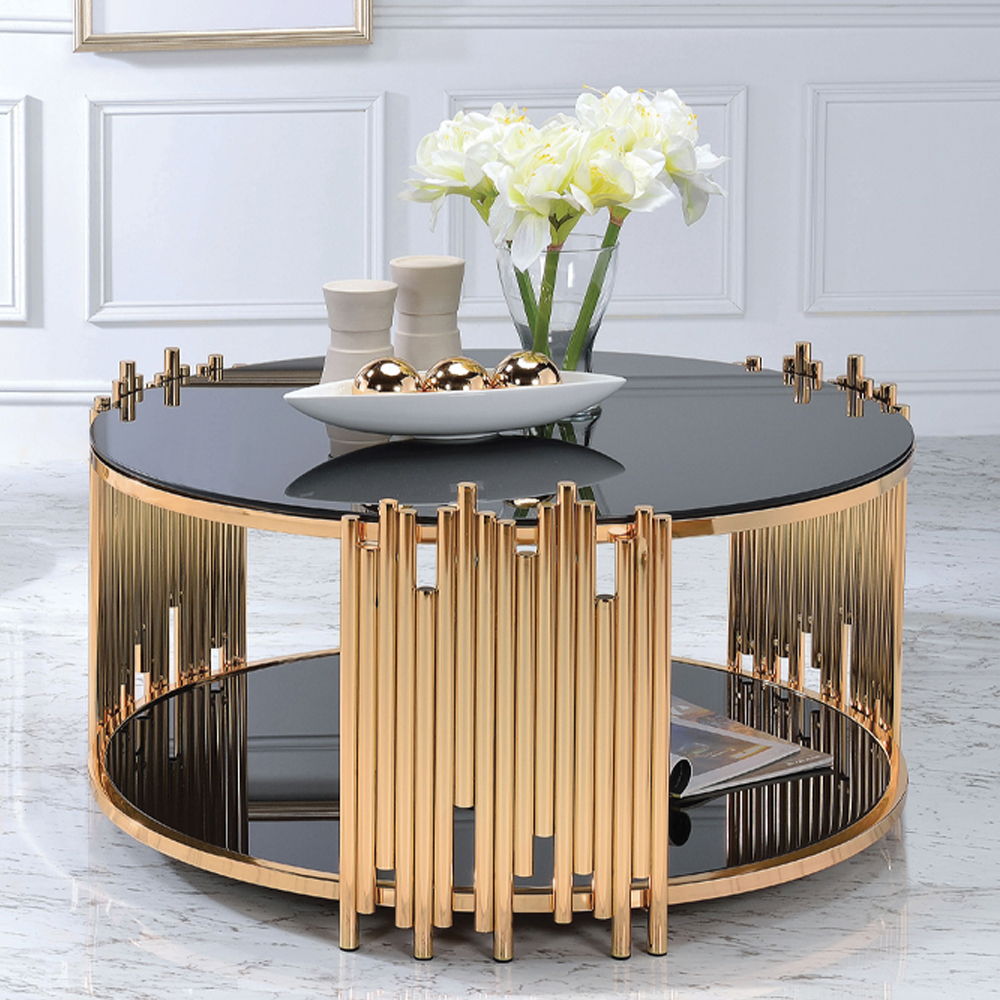 Tanquin - Coffee Table - Black Glass & Gold - Urban Living Furniture (Los Angeles, CA)