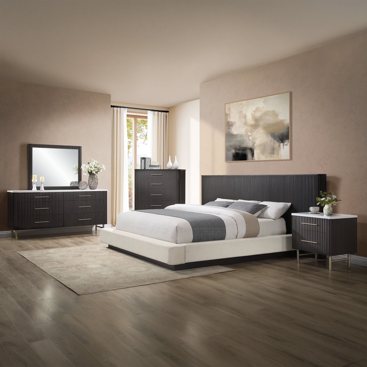 Clayten - Queen Bed - Beige / Espresso - Urban Living Furniture (Los Angeles, CA)