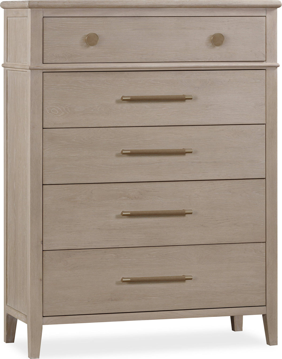 Camden - Five Drawer Oak Wood Chest - Chai