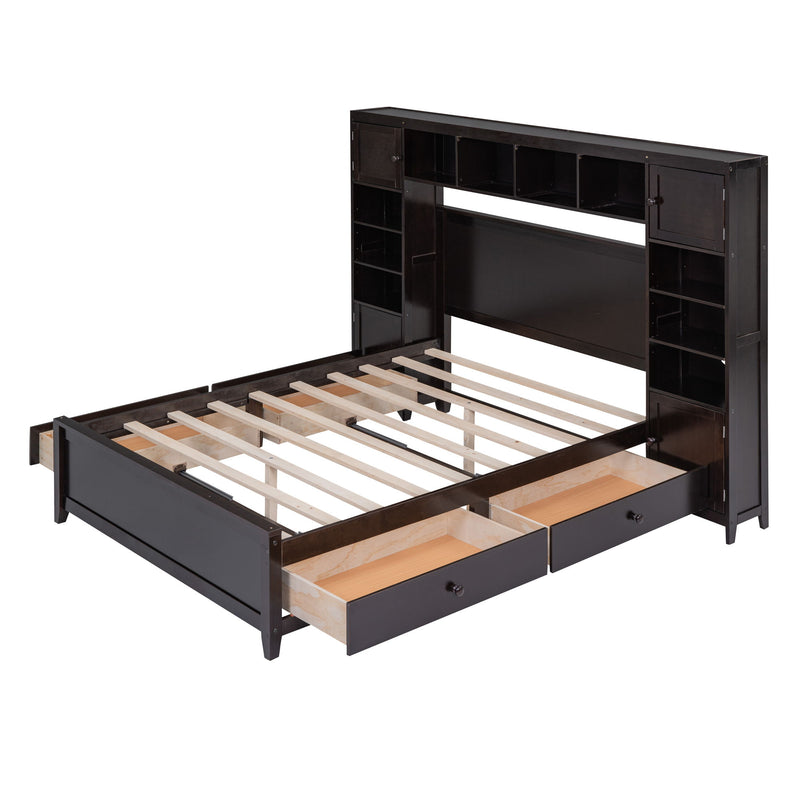 Bed With All In One Cabinet And Shelf