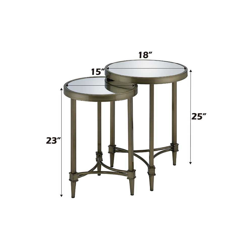 Aditya - Nesting Table - Mirrored & Antique Brass - Urban Living Furniture (Los Angeles, CA)