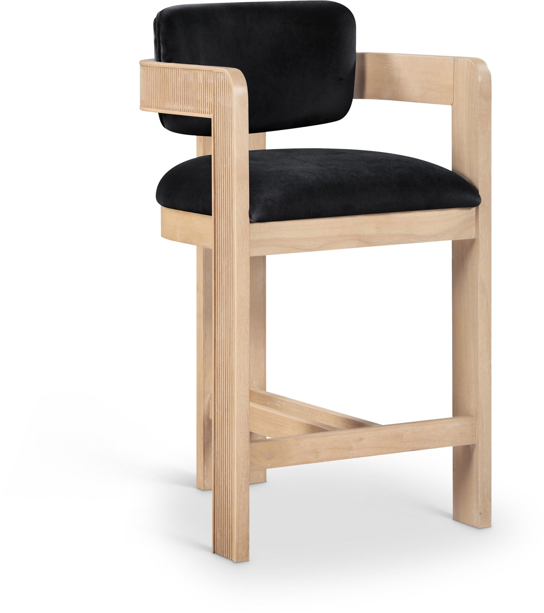 Sacha - Velvet Stool With Natural Base - Urban Living Furniture (Los Angeles, CA)