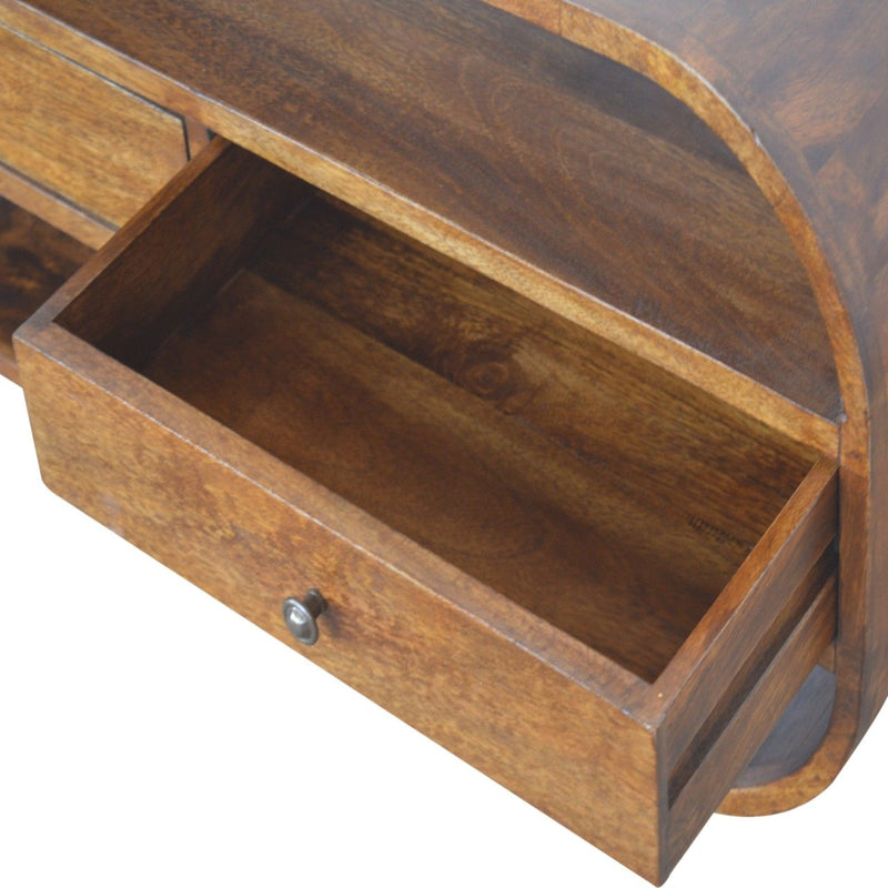 Curved Edge Media Unit With 2 Drawers - Chestnut