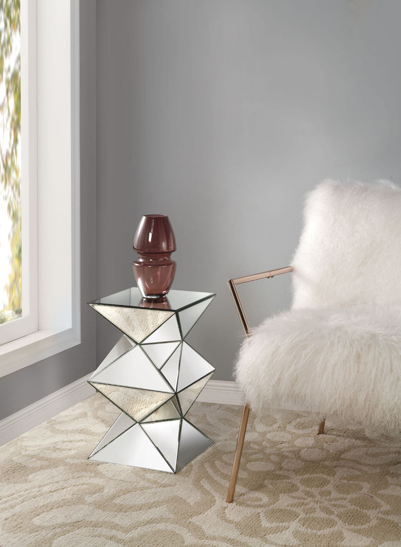 Dominic - 20"H Pedestal Stand - Mirrored - Urban Living Furniture (Los Angeles, CA)