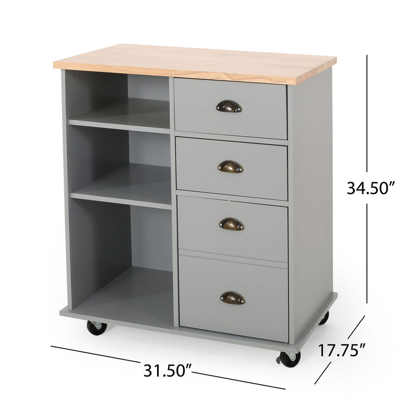 Yohaan - Contemporary Kitchen Cart With Wheels