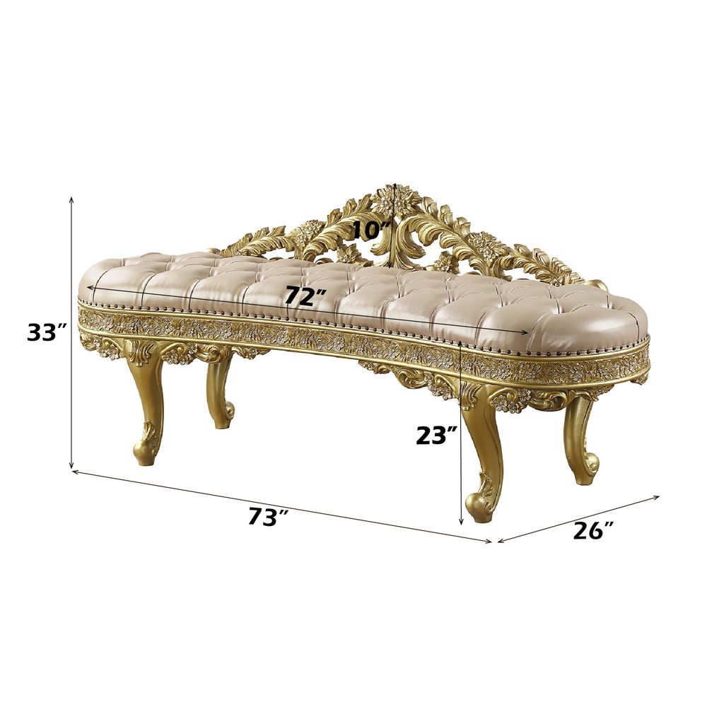 Cabriole - Bench - Light Gold Synthetic Leather & Gold - Urban Living Furniture (Los Angeles, CA)