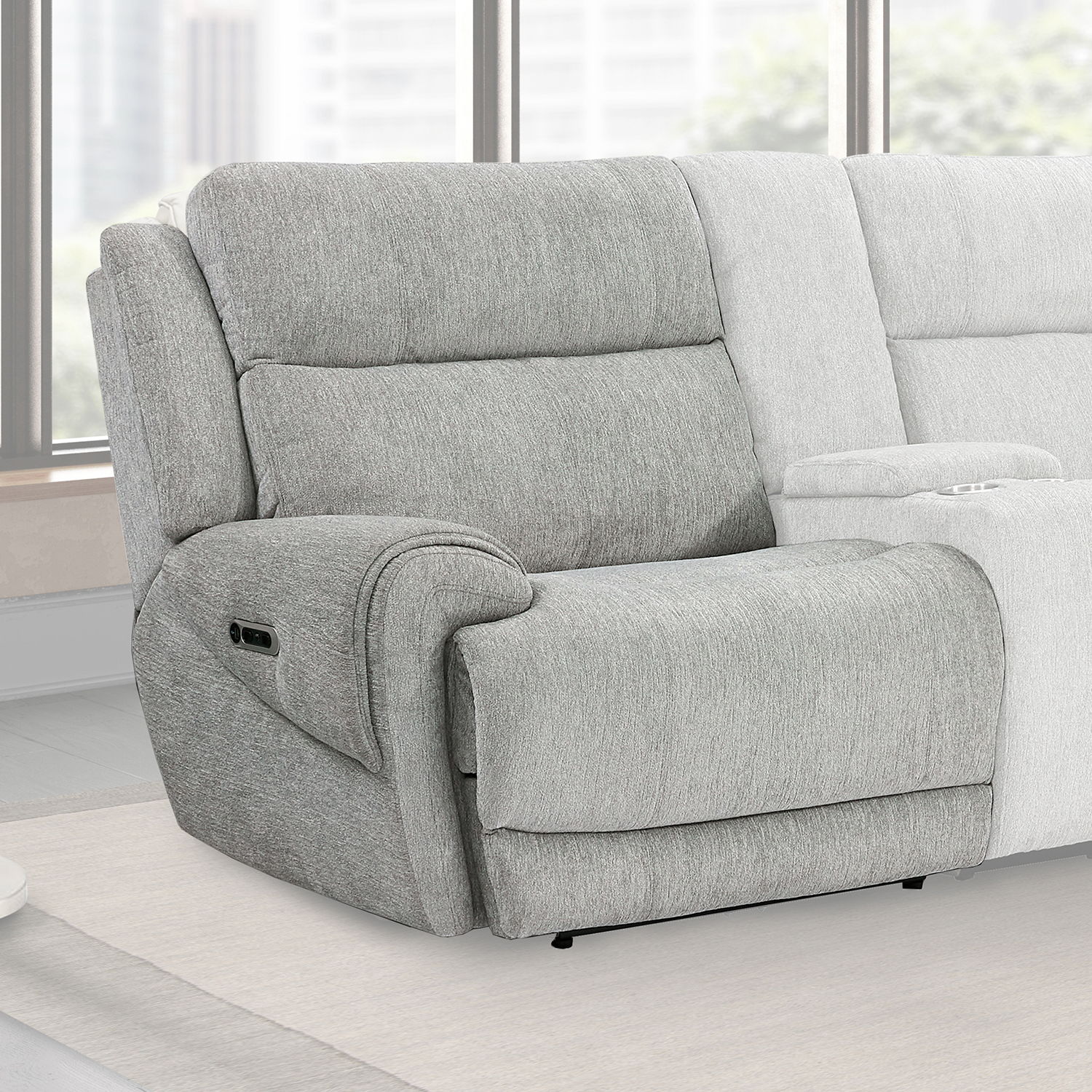 Spencer - Power Left Arm Facing Recliner - Tide Pebble