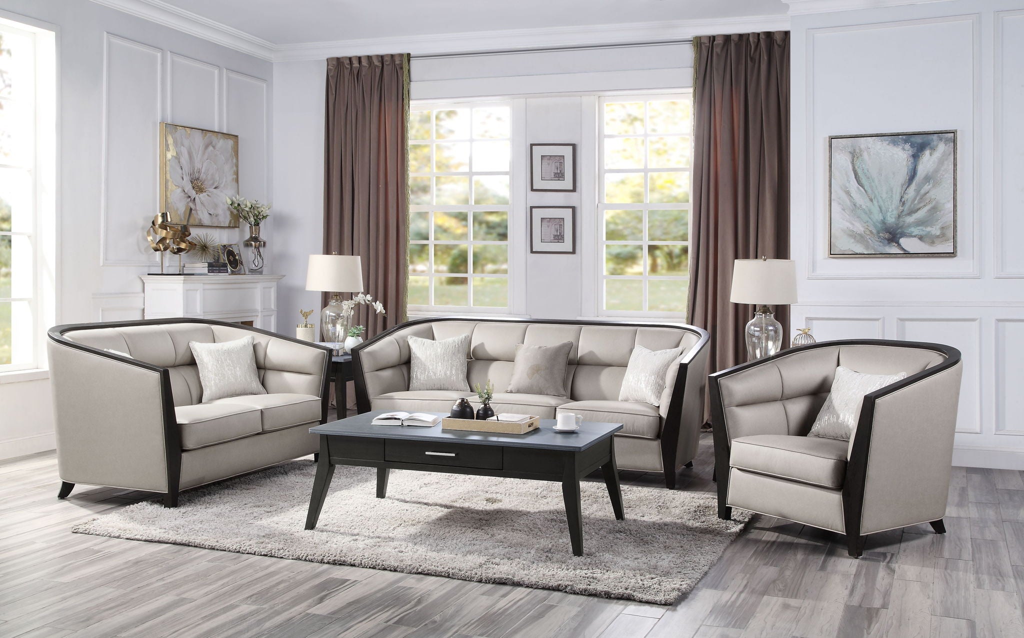 Zemocryss - Loveseat With 2 Pillows - Beige Fabric - Urban Living Furniture (Los Angeles, CA)