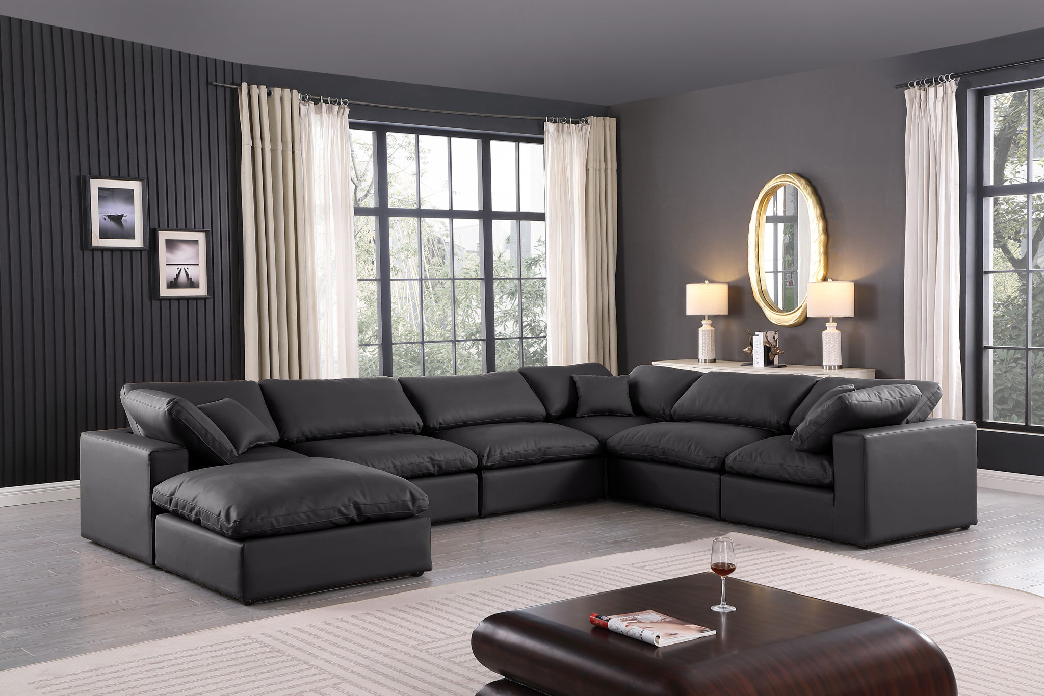 Comfy - 7 Piece Faux Leather Modular Sectional With Chaise - Urban Living Furniture (Los Angeles, CA)