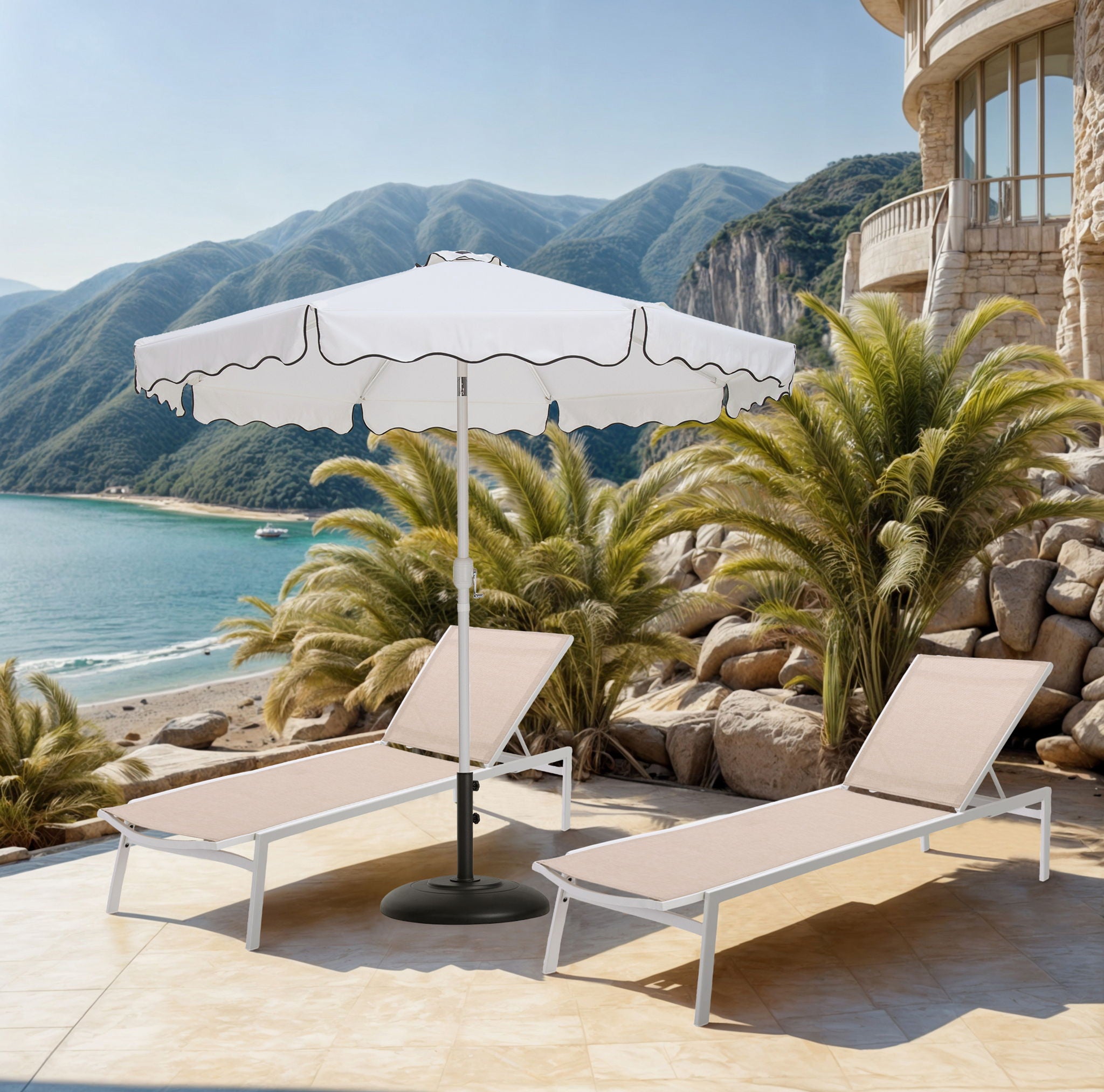 Amalfi - Patio Umbrella - Black Base / White Pole - Urban Living Furniture (Los Angeles, CA)