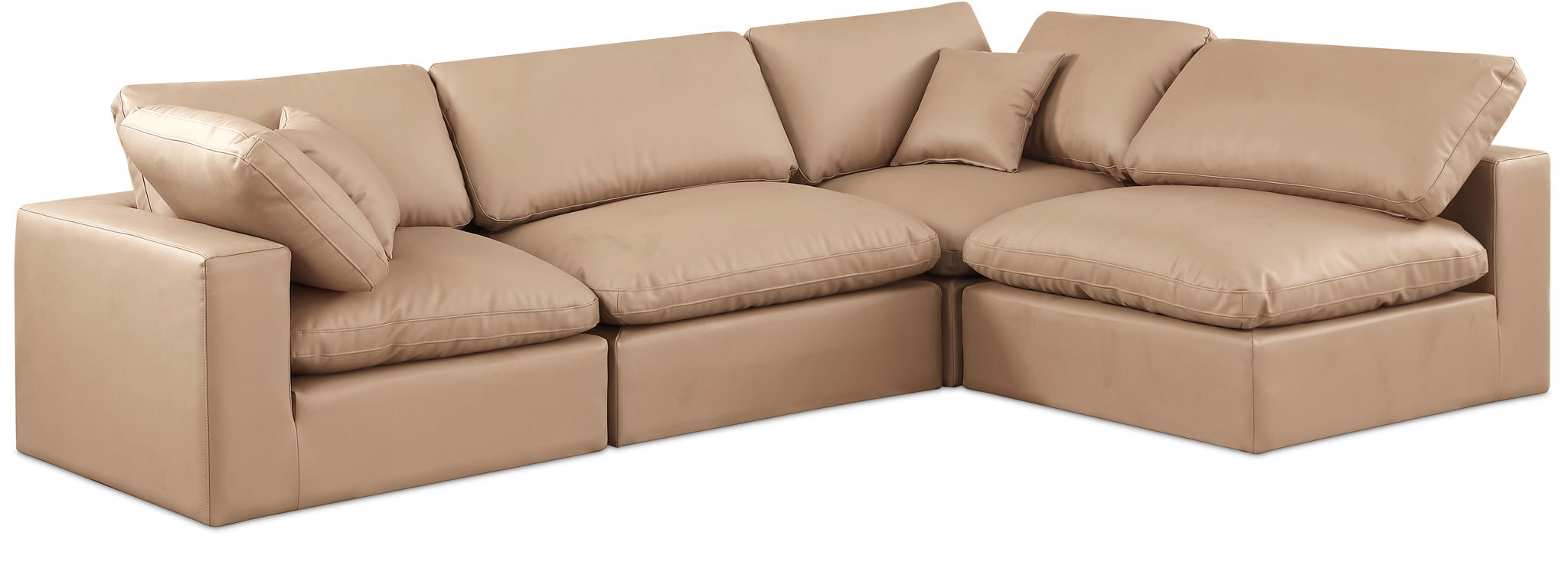 Comfy - 4 Piece Faux Leather Modular Armless Sectional - Tan - Urban Living Furniture (Los Angeles, CA)