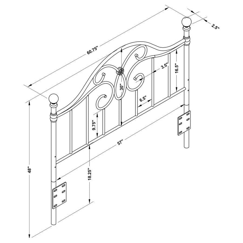 Bailey - Metal Queen Or Full Open Frame Headboard - Black
