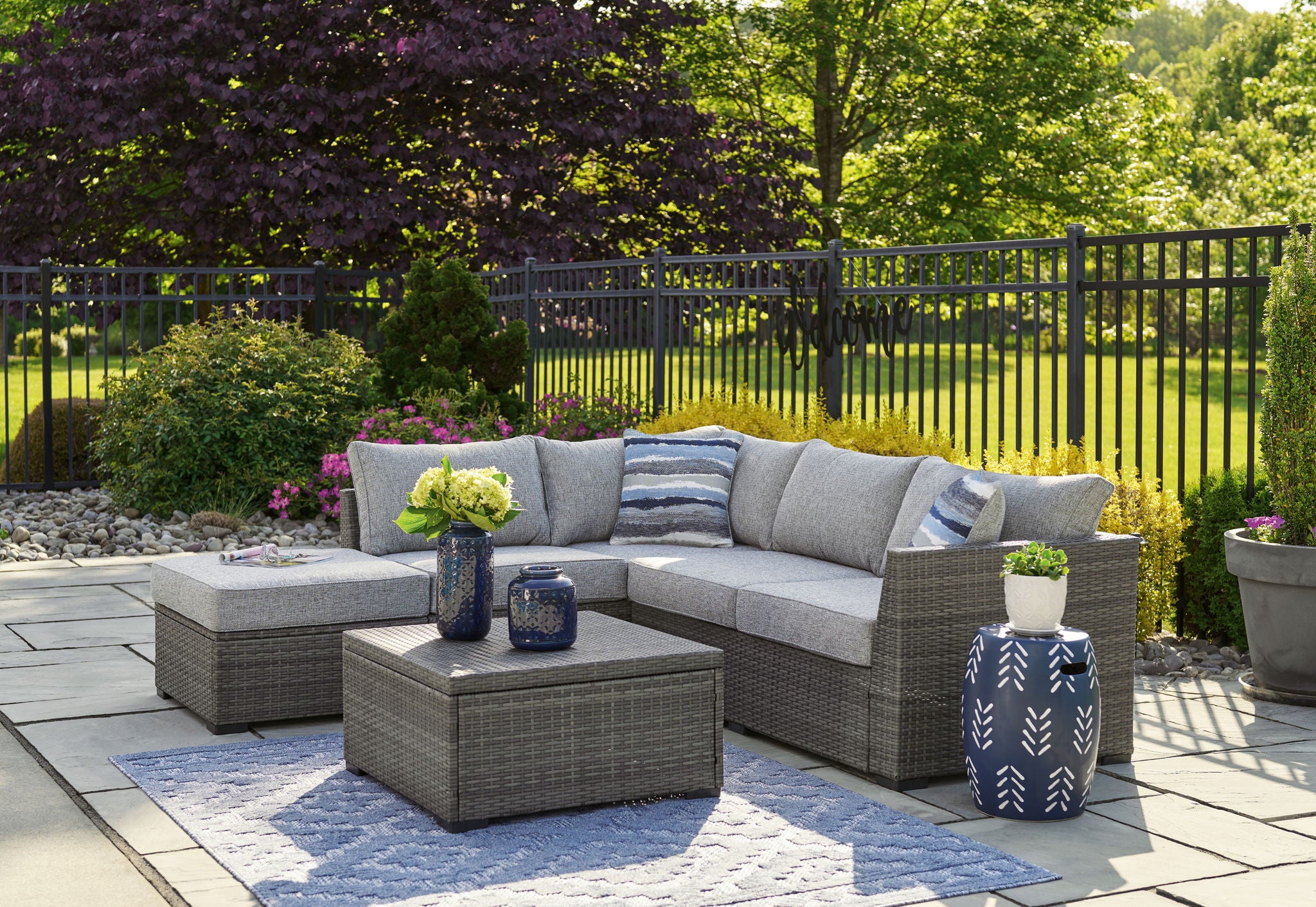 Petal Road - Gray - Loveseat Sectional, Ottoman, Table Set (Set of 4) - Urban Living Furniture (Los Angeles, CA)