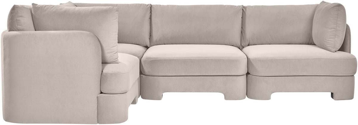 Hammond - Velvet Performance Fabric Upholstered 4 Piece Sectional