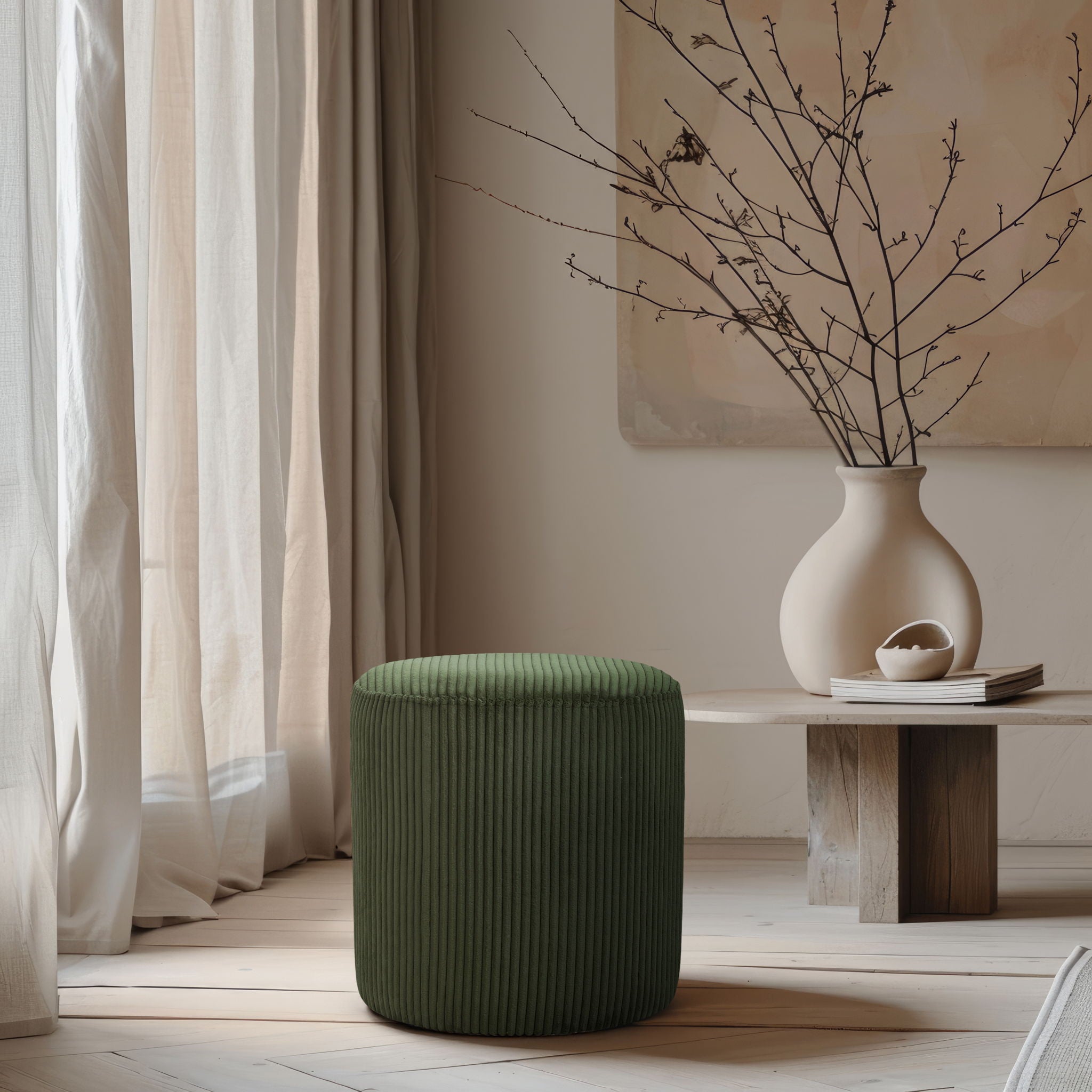 Roy - Round Microsuede Ottoman / Stool