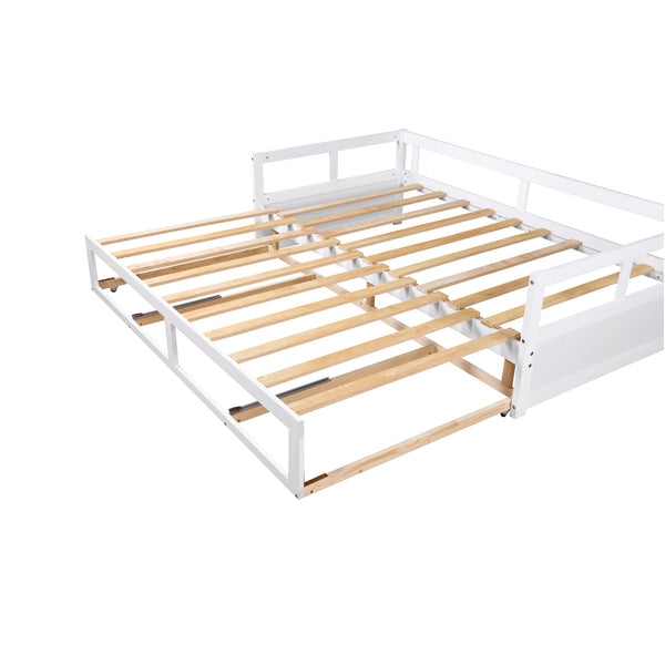 Daybed With Trundle And Two Storage Drawers, Sofa Bed For Bedroom - White