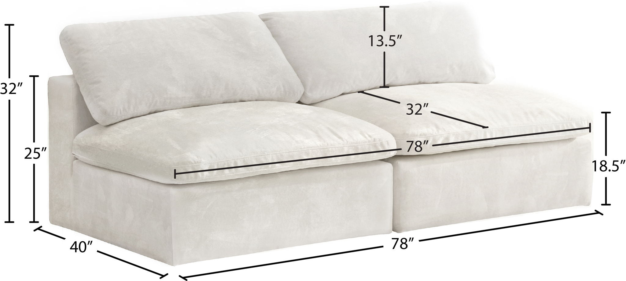 Cozy - Modular Armless 2 Seat Sofa - Urban Living Furniture (Los Angeles, CA)