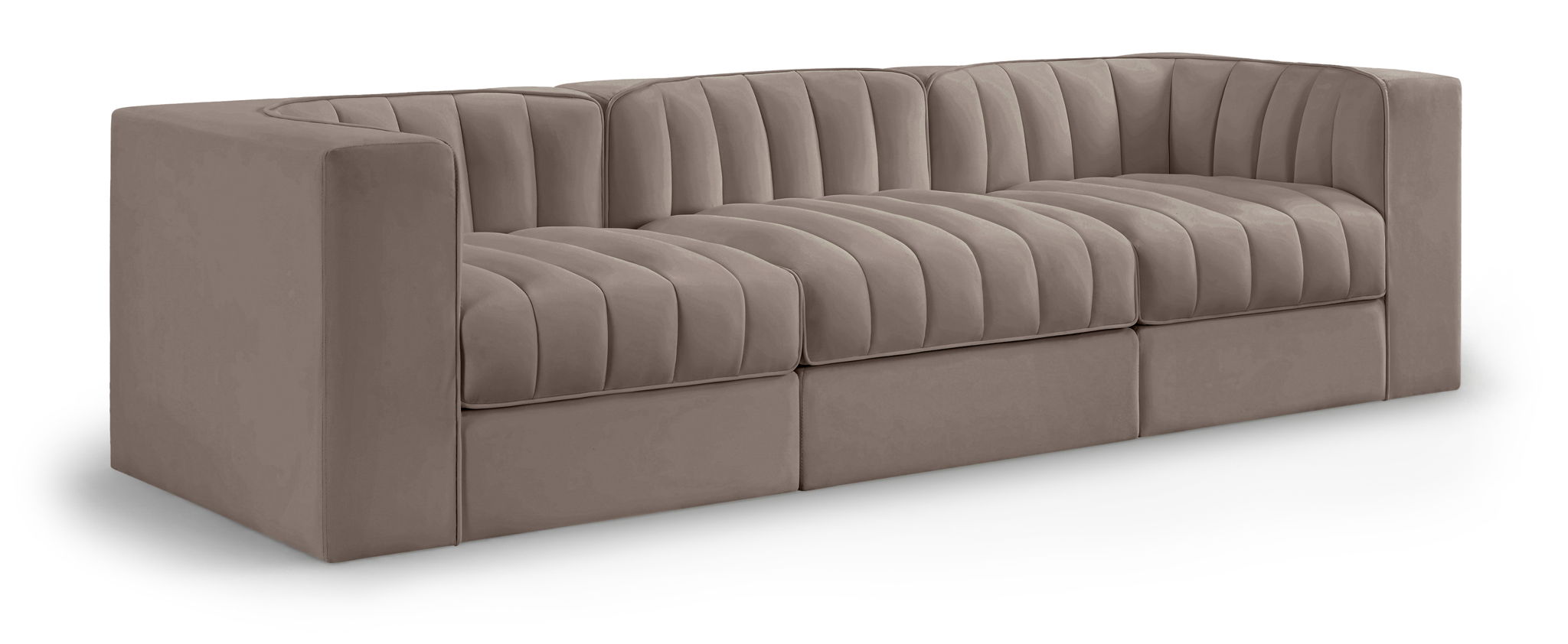 Rummi - Velvet Performance Fabric Upholstered 3 Piece Modular Sofa - Urban Living Furniture (Los Angeles, CA)