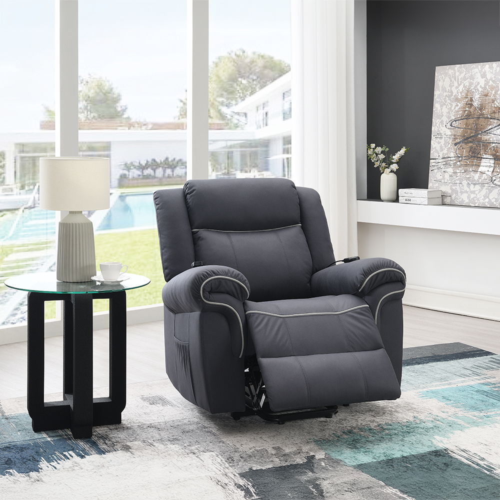 Domana - Power Recliner With Lift & Heating & Massage - Dark Blue Fabric - Urban Living Furniture (Los Angeles, CA)