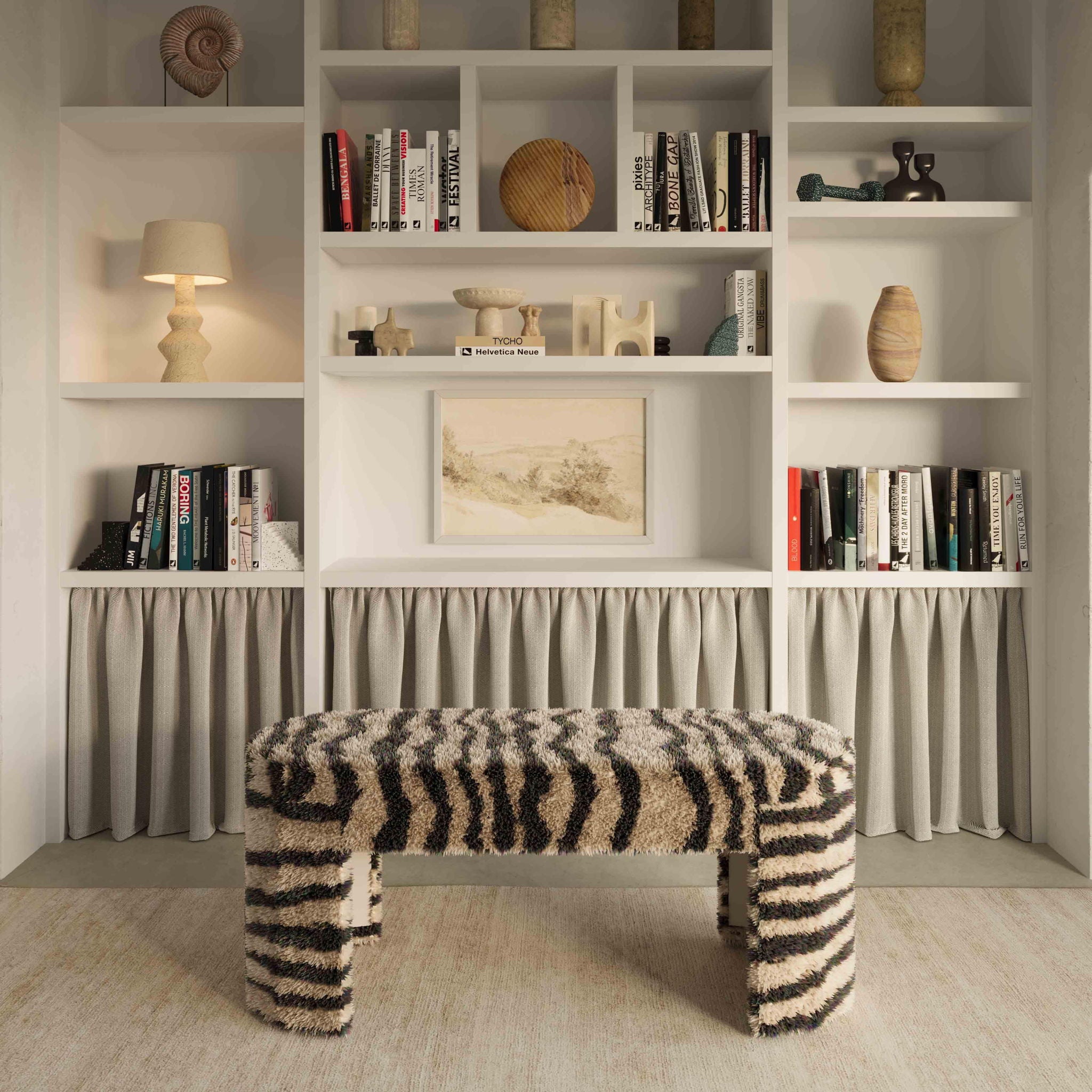 Zebra - Striped Tufted Bench - Brown - Urban Living Furniture (Los Angeles, CA)