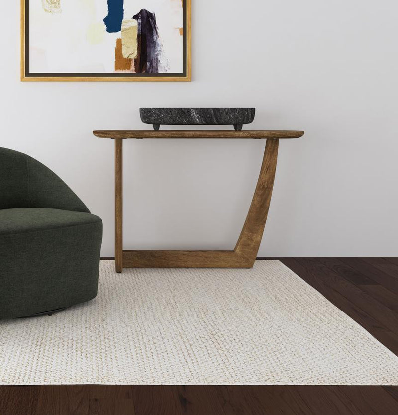 Fletcher - Oval Solid Mango Wood Entryway Console Table - Brown