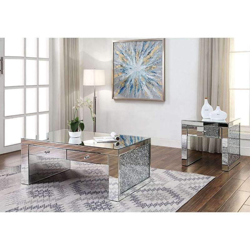 Noralie - Coffee Table - Mirrored & Faux Diamonds - Glass - 19" - Urban Living Furniture (Los Angeles, CA)