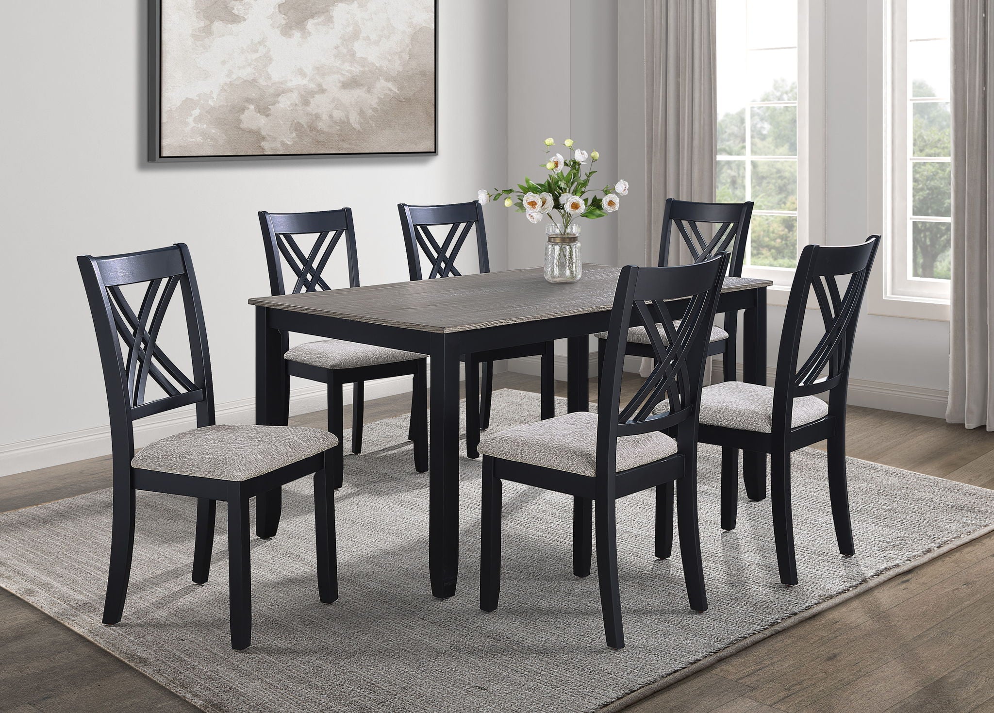 Eloise - 7 Piece Dinette Set - Charcoal / Gray - Urban Living Furniture (Los Angeles, CA)