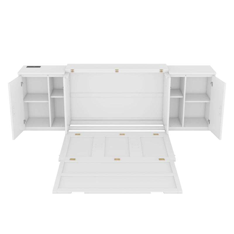 Murphy Bed With Shelves, Cabinets And USB Ports