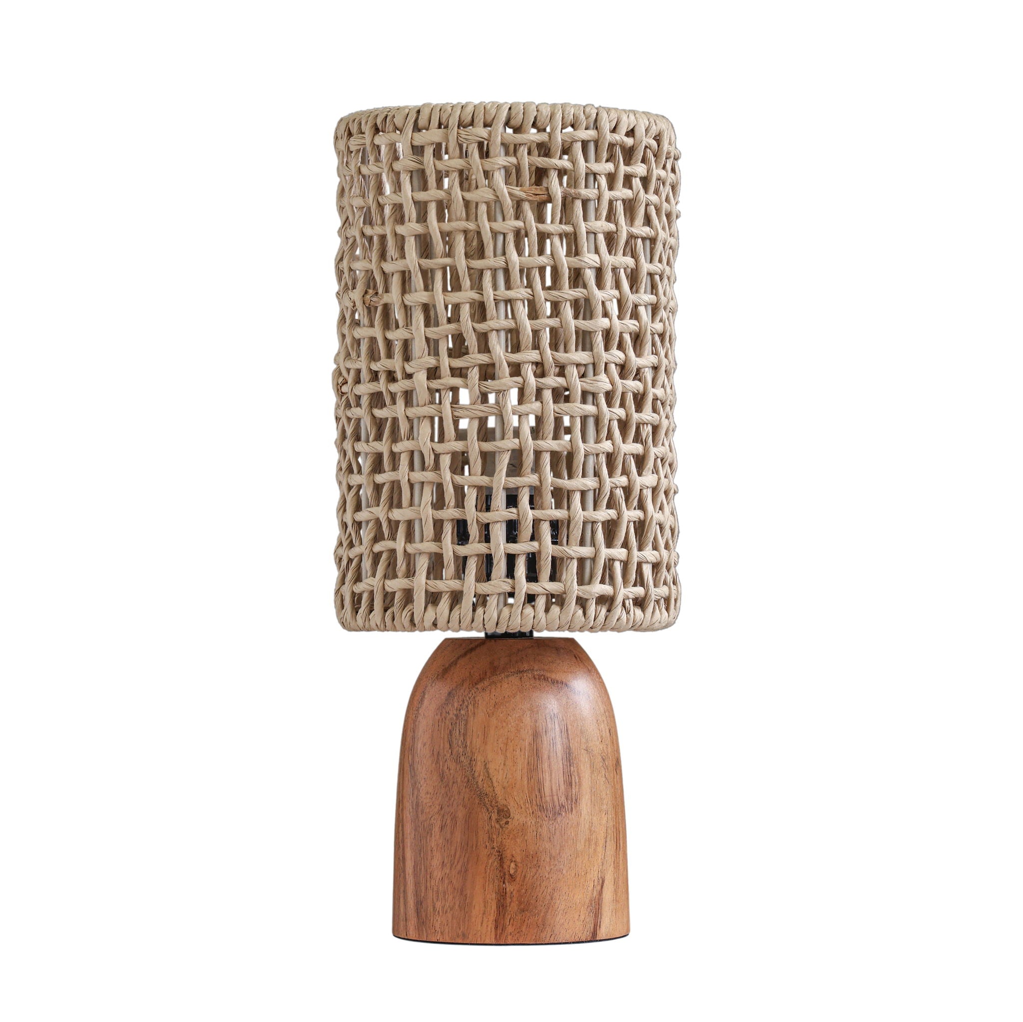 Kombu - Raffia and Wood Small Table Lamp - Natural
