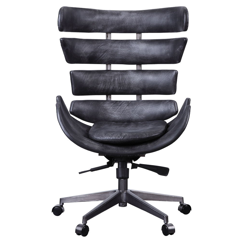 Megan - Office Chair - Vintage Black Top Grain Leather & Aluminum - Urban Living Furniture (Los Angeles, CA)