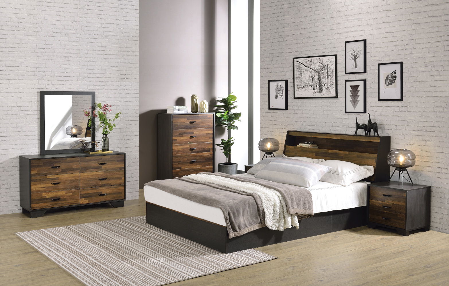 Eos - Mirror - Walnut & Black Finish - Urban Living Furniture (Los Angeles, CA)