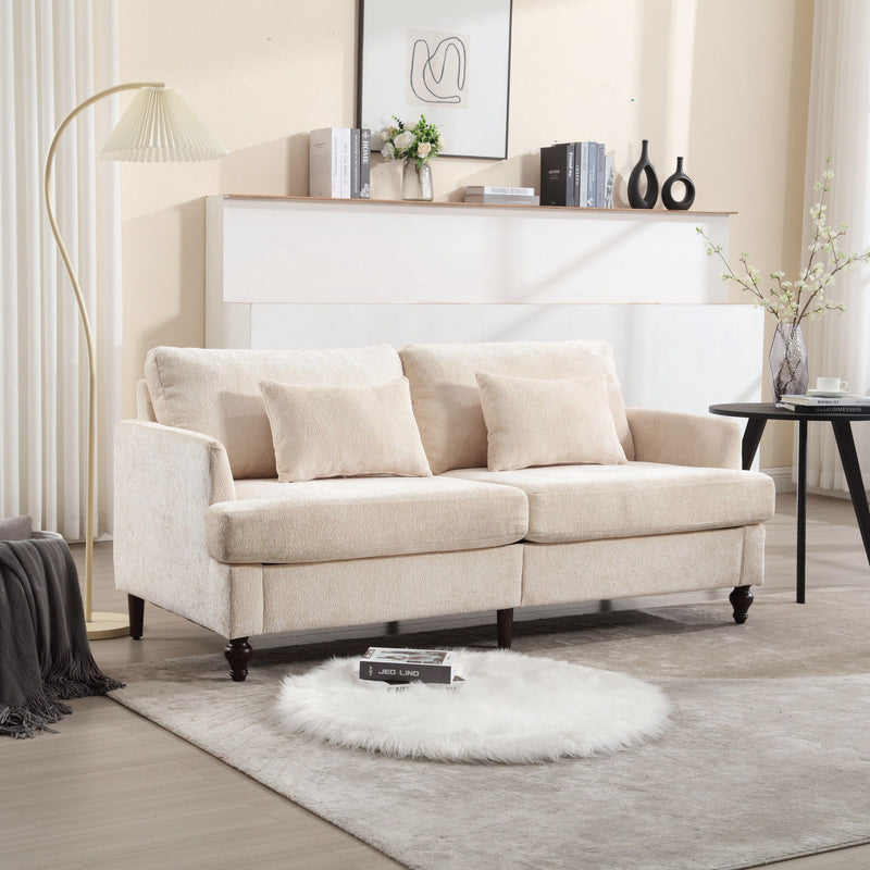 Mid Century Modern Chenille Fabric Loveseat Sofa, 2 Seat Upholstered Couch