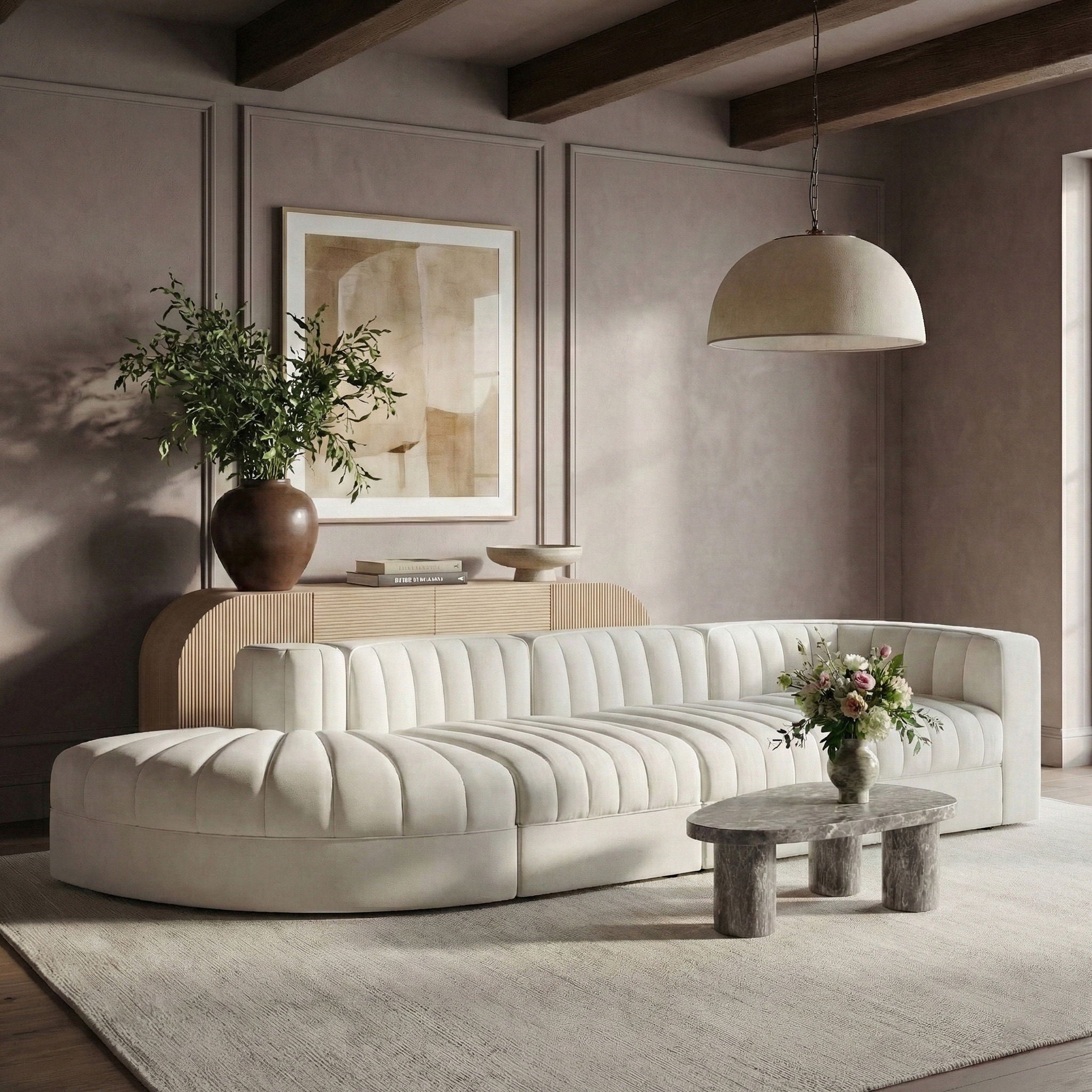 Rummi - Velvet Performance Fabric Upholstered 4 Piece Modular Sectional With Reverse Corner Chair - Urban Living Furniture (Los Angeles, CA)