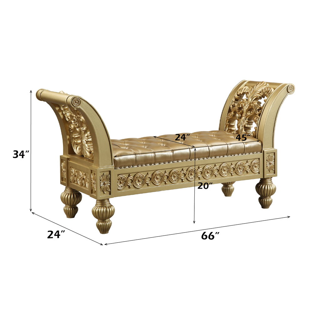 Seville - Bench - Gold Synthetic Leather & Gold - Urban Living Furniture (Los Angeles, CA)