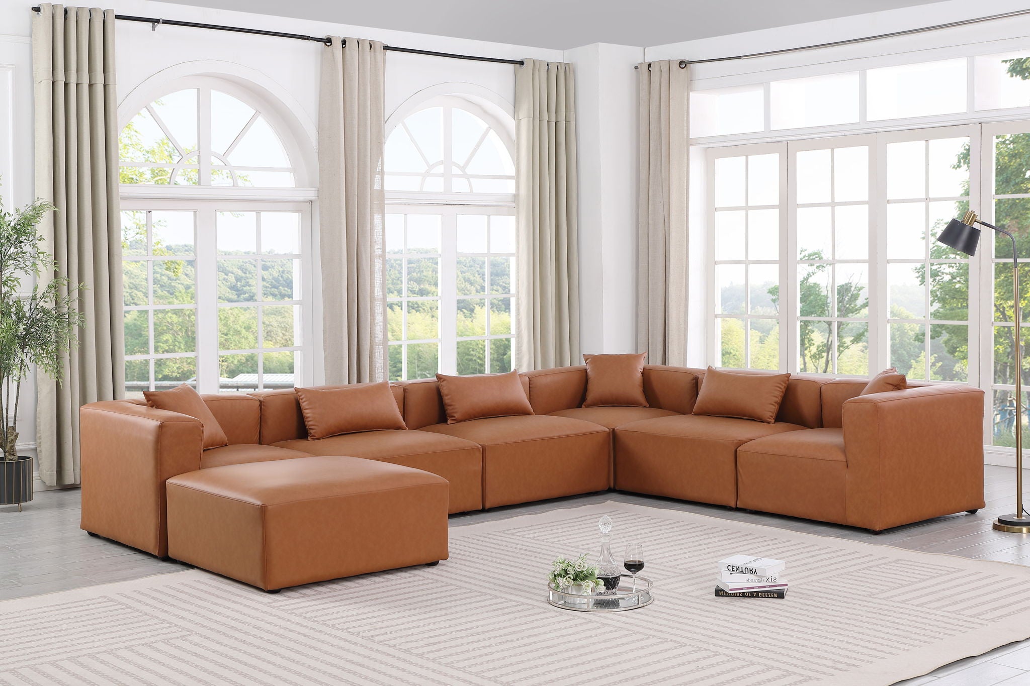 Cube - 7 Piece Modular Sectional - Cognac - Urban Living Furniture (Los Angeles, CA)