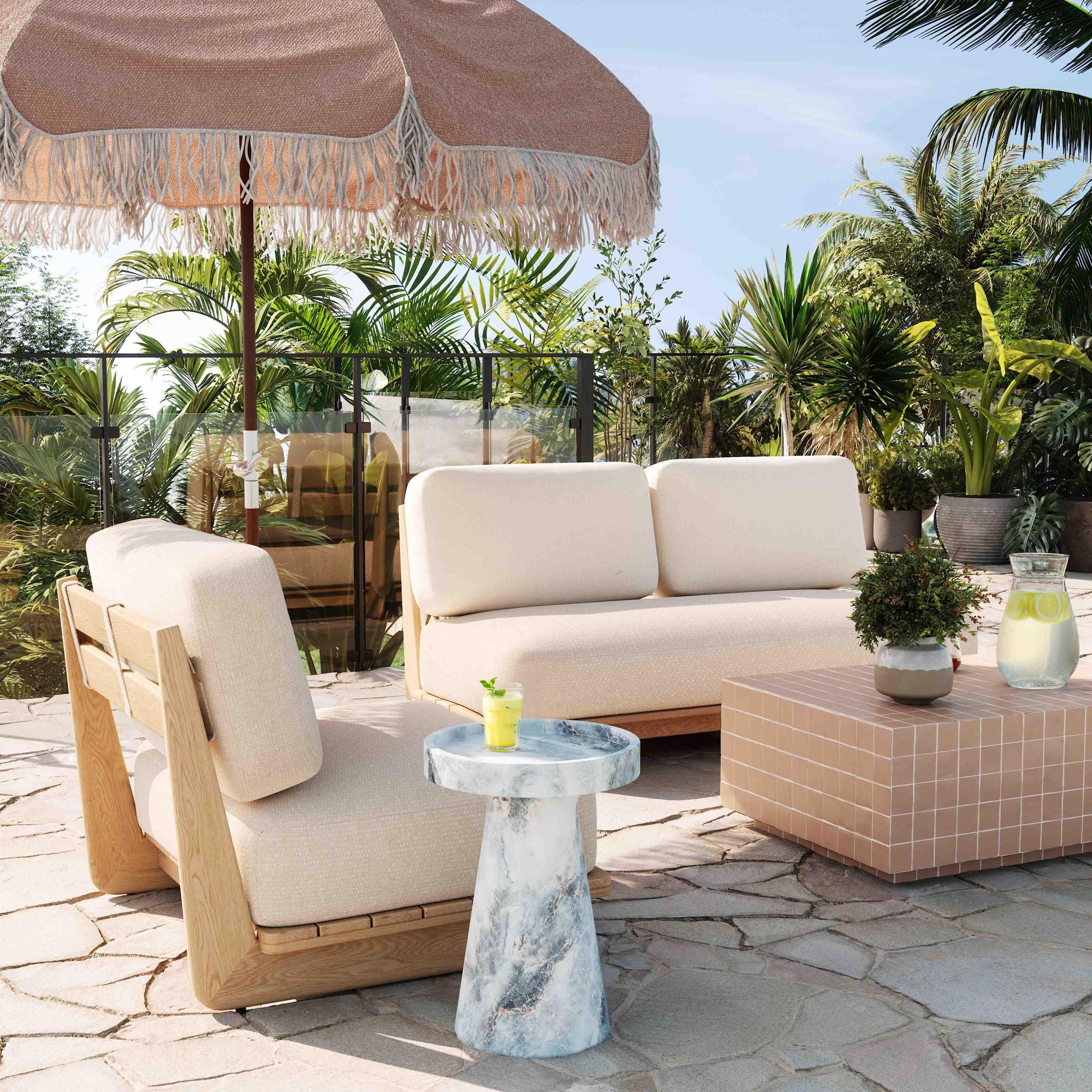 Reavan - Outdoor Lounge Sofa - Cream - Urban Living Furniture (Los Angeles, CA)