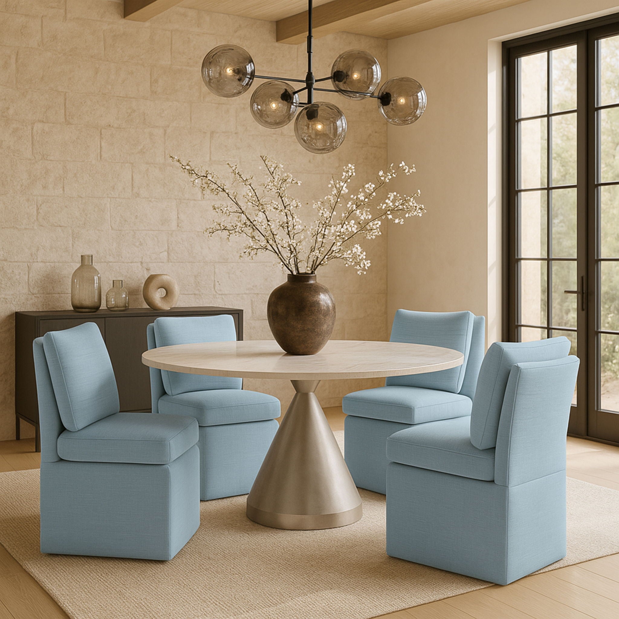 Nelori - Linen Textured Performance Fabric Upholstered Dining Chair (Set of 2) - Urban Living Furniture (Los Angeles, CA)