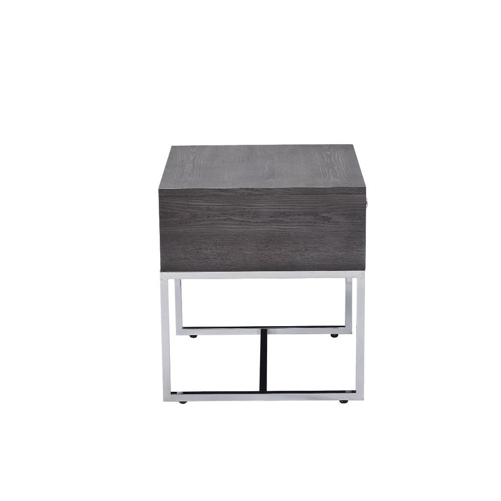 Iban - End Table - Gray Oak & Chrome - Urban Living Furniture (Los Angeles, CA)