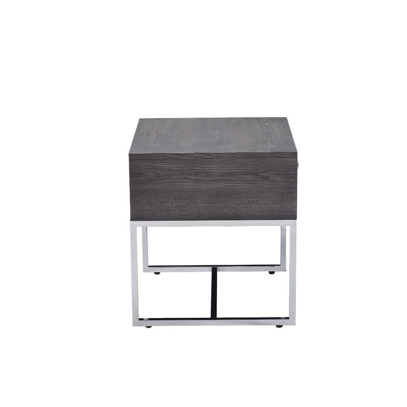 Iban - End Table - Gray Oak & Chrome - Urban Living Furniture (Los Angeles, CA)