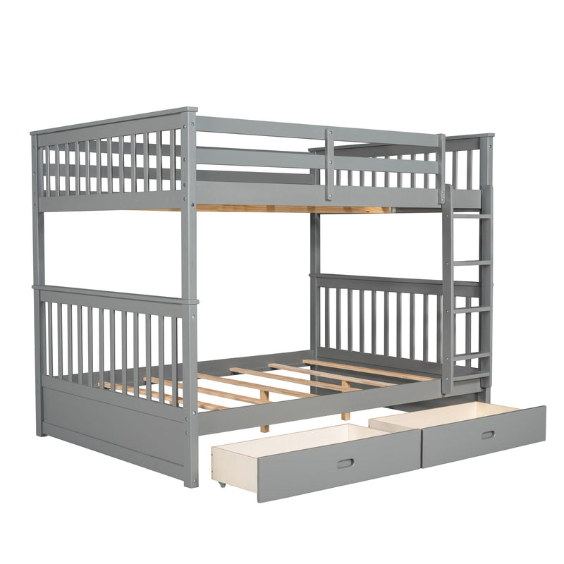 Bunk Bed With Ladders And 2 Storage Drawers