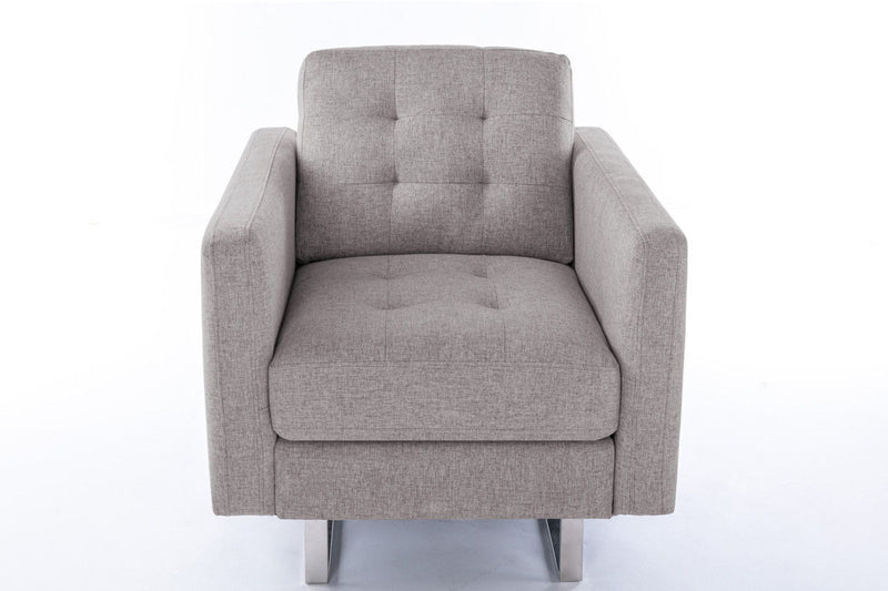 Victoria - Linen Fabric Armchair With Metal Legs, Side Pockets, And Pillow - Urban Living Furniture (Los Angeles, CA)