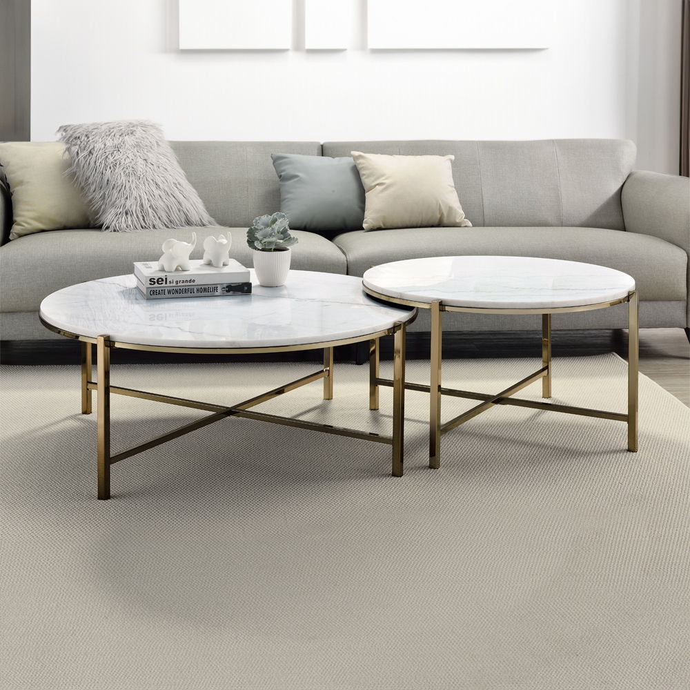 Zaidee - Nesting Table Set - Natural Marble Top & Nickel - Urban Living Furniture (Los Angeles, CA)