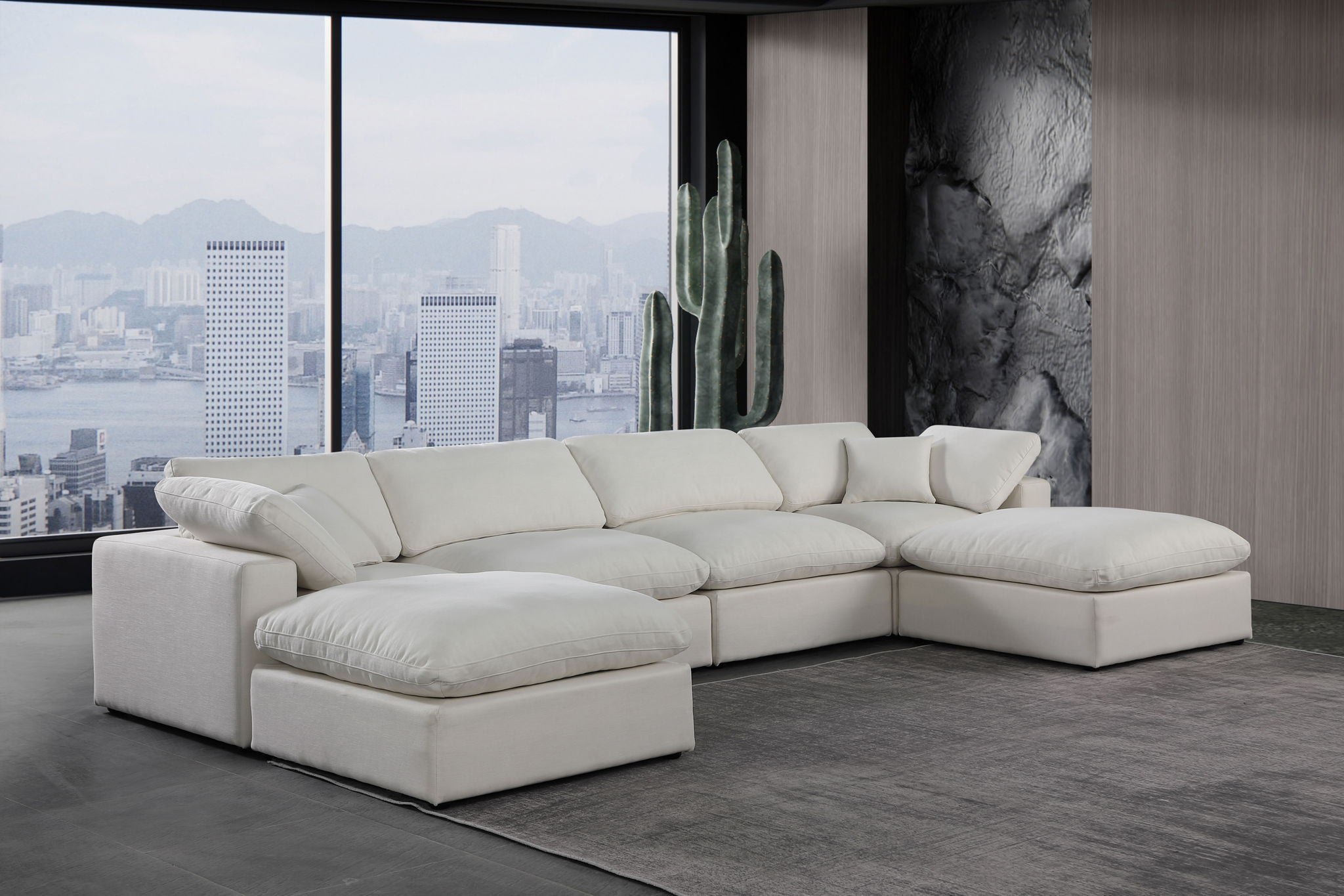 Comfy - 6 Piece Linen Modular Double Chaise Sectional - Urban Living Furniture (Los Angeles, CA)